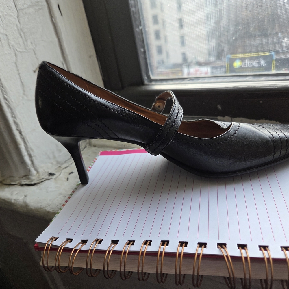 Bronx Black Leather Heels
